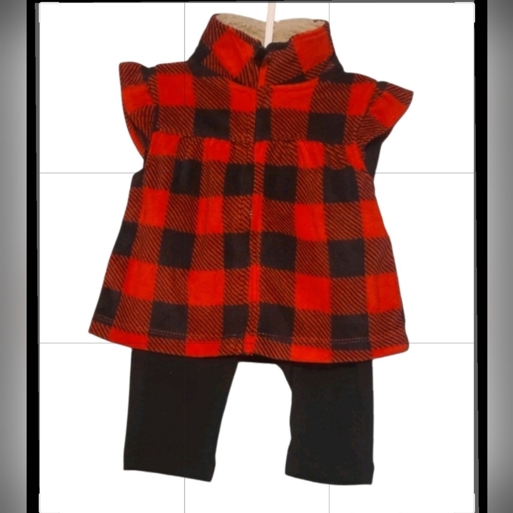Carter's Red/Black Plaid Baby Vest with Black Leggings NWOT 6 Months